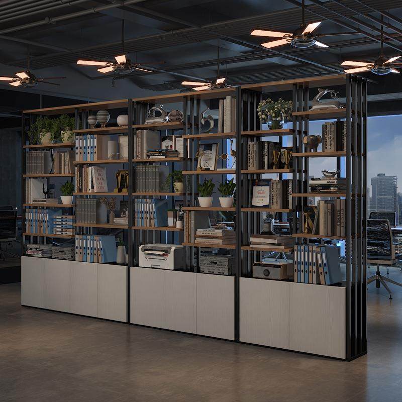 办公屏风隔断展示架铁艺落地置物架办公室文件架现代简约玄关jω