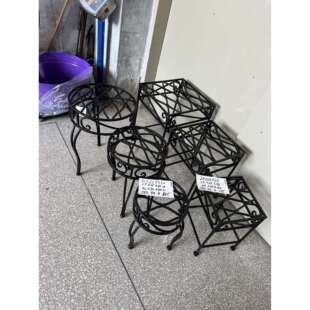出口原单铁艺整装花脚架家用花几凳子户外庭院花盆垫三件套