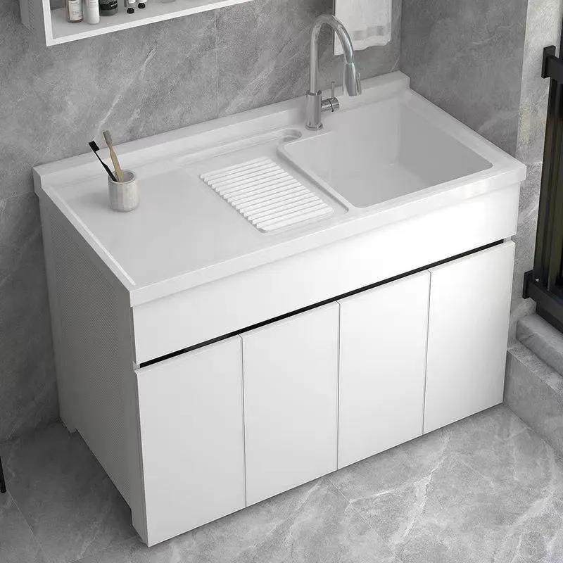 阳台洗衣柜一体蜂窝铝台盆柜带池带搓板搓衣板落地组合家用