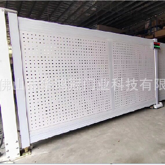 智能伸缩平开门铝合金白色屏风电动门适于通道门口较窄节省空