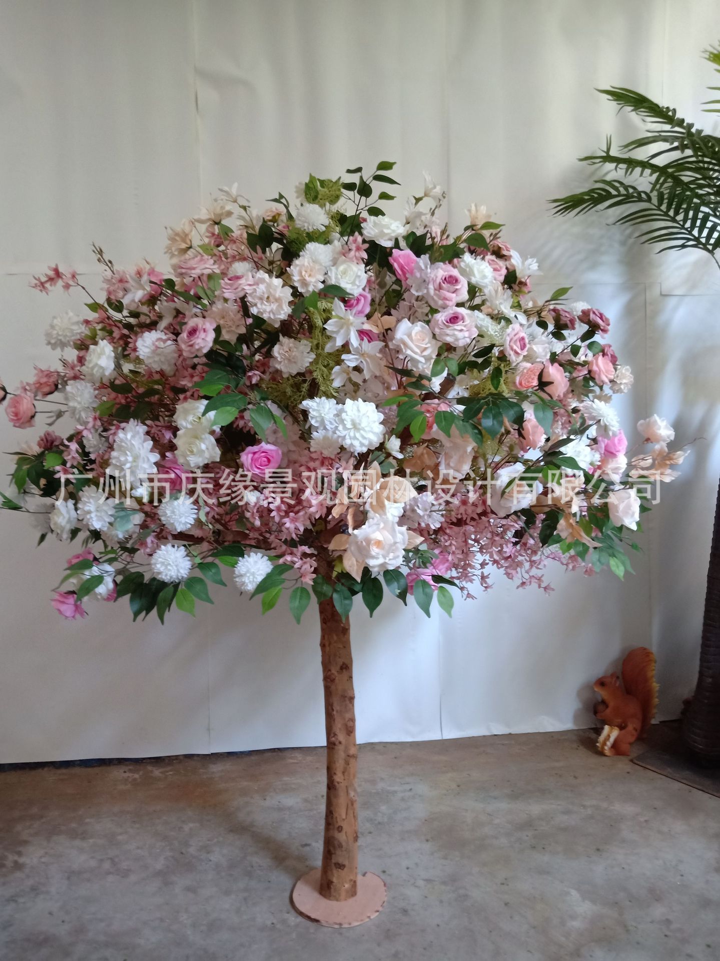 仿真玫瑰花树粉色花树装饰大型落地假树摆件花艺婚庆造景餐厅装饰