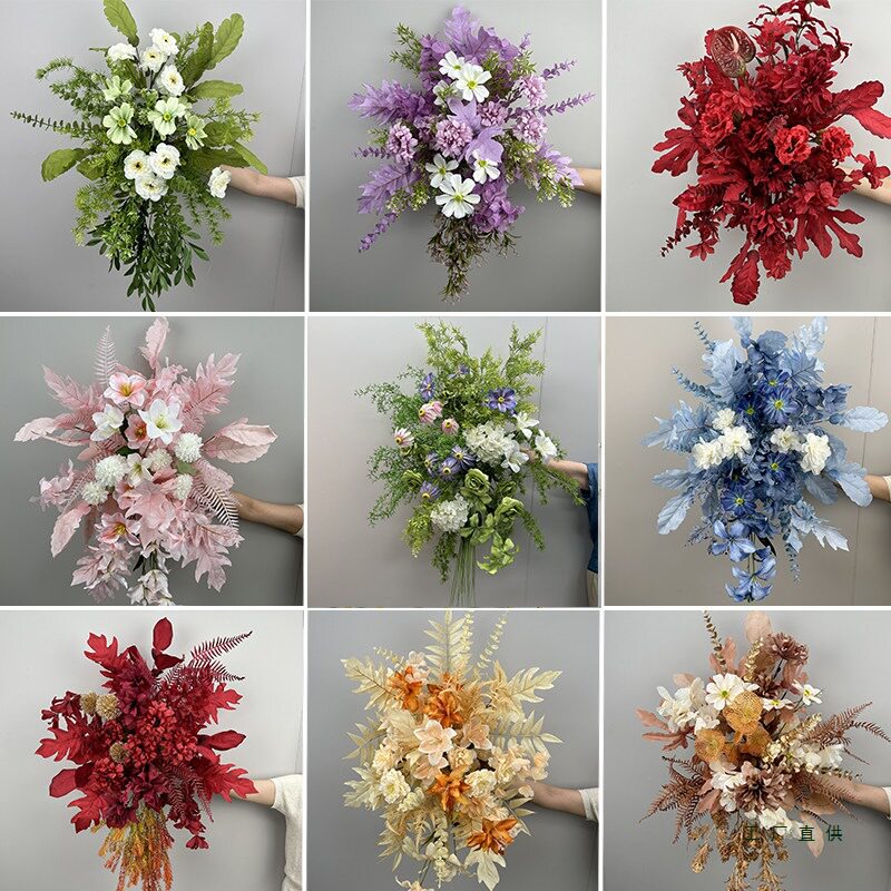 婚庆仿真花花点婚礼布置排花路引花角花背景挂花迎宾装饰花艺长花
