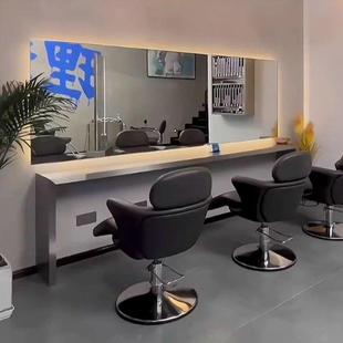 美发店不锈钢台面桌子落地理发店镜台发廊桌子剪发台面一体
