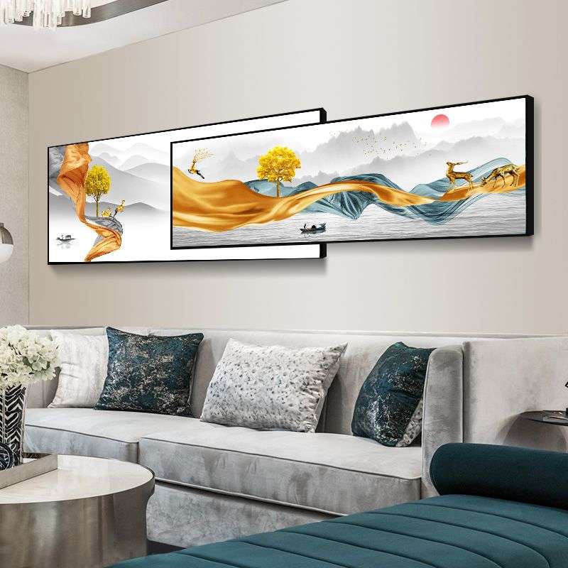 现代简约客厅晶瓷装饰画抽象背景挂画新中式墙画装饰壁画定 制图片