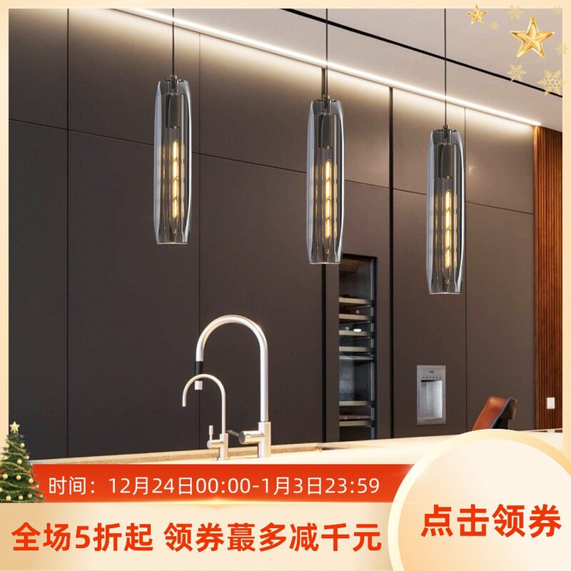 轻奢床头吊灯后现代卧室水晶单头吊灯个性别墅客餐厅吧台全铜灯具