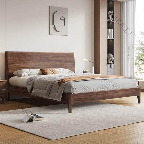 LCP1胡桃木木床全实加厚高床屏主卧北欧家用现代.简约双人床