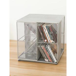 桌面旋转CD收纳架欧美时尚金属网格创意居家办公收纳整理