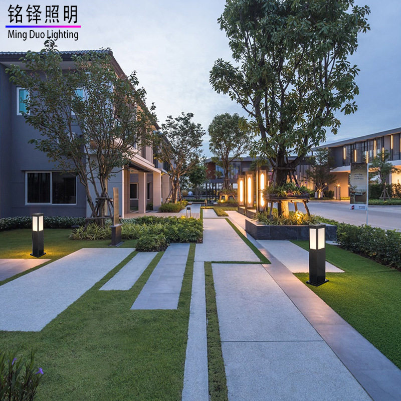户外防水led庭院灯草地灯铁艺景观矮柱路灯室外方形太阳能草坪灯