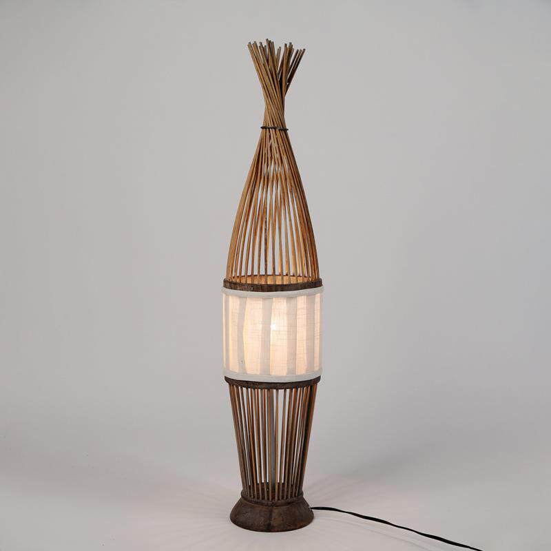 销售手工编制木制竹丝工艺落地台灯田园温馨民宿装饰灯具