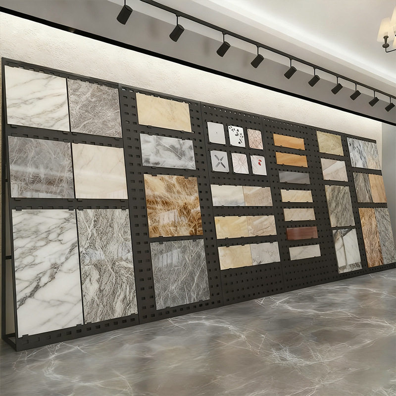 瓷砖展架落地式架子陶瓷冲孔板石材大理石岩板连纹大板样板展示架