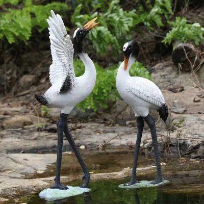仿真白鹭喷水树脂鸭子丹顶鹤仙鹤摆件花园园林水池庭院雕塑装饰品