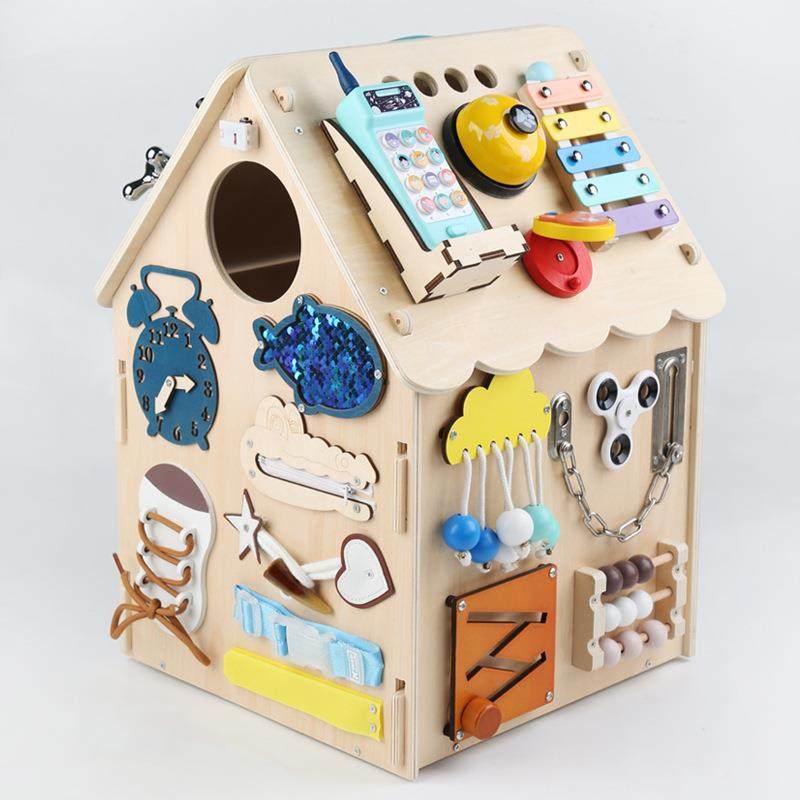 儿童蒙氏木制忙碌屋忙碌房子成品宝宝开锁带灯光蒙特梭利早教玩具,金属材料及制品,金属加工件/五金加工件,淘宝优惠券,粉丝福利购,淘宝优惠卷