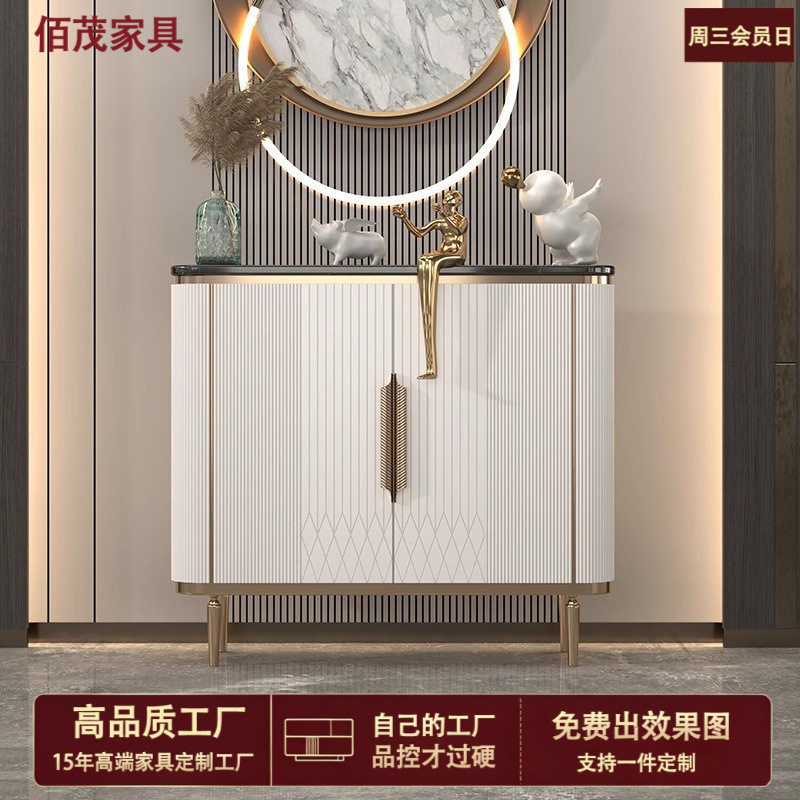 轻奢风玄关柜现代简约客厅入户进门厅1米大理石储物柜美式餐边柜