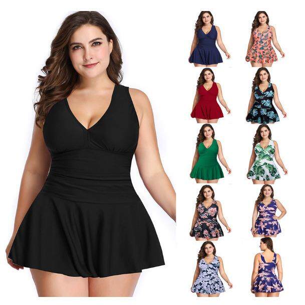 大码泳衣新款女分体欧美保守印花裙女士泳装平角泳裤