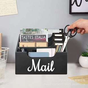 现货桌面邮件收纳盒木质信封架文件票据整理器桐木书桌抽屉收纳盒