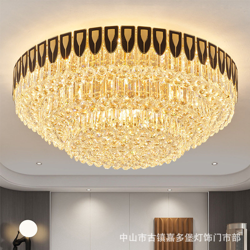 水晶吸顶灯欧式大气圆形现代简约餐厅卧室灯2024年新款轻奢客厅灯
