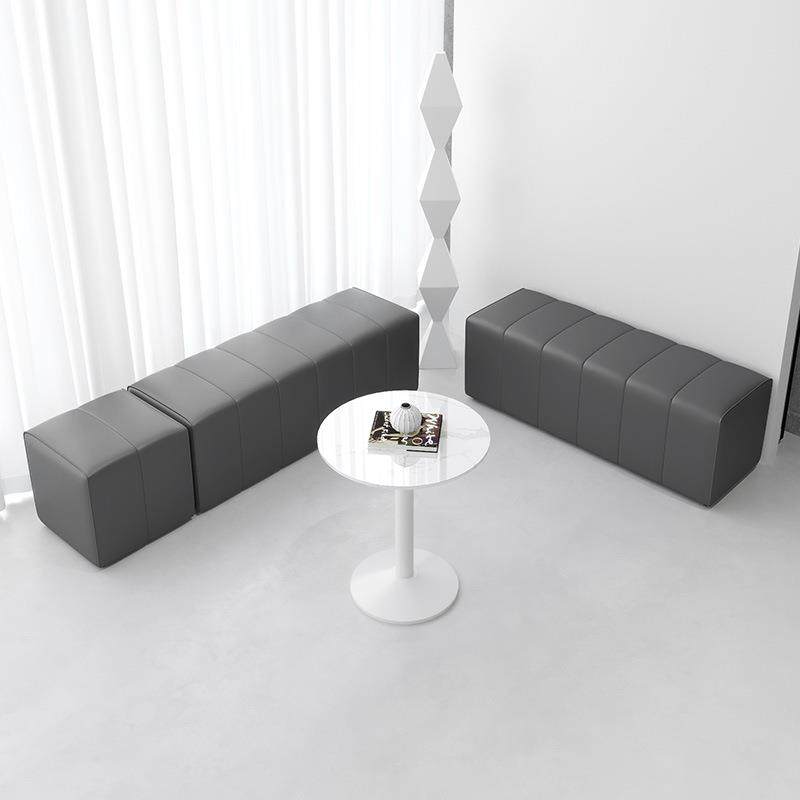 商用休闲无靠背沙发家长休息区办公室理发店卡座靠墙等候长条椅