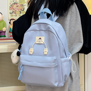 新款 ins风文艺小清新纯色书包女初高中生校园小双肩包女士小背包