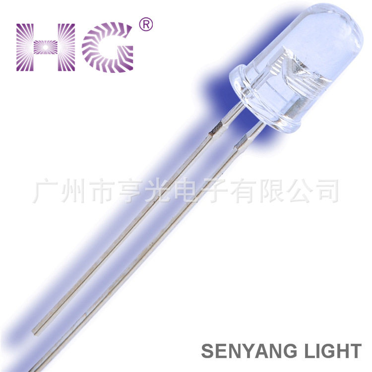5MM紫灯验钞灯灯珠395-400nm紫光LED灯珠紫光uvled发光二管