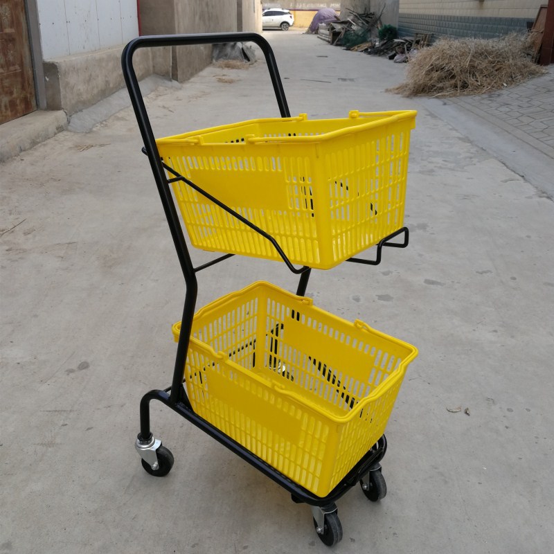 日式小型双层超市便利店购物车