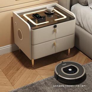 实木智能床头柜家用轻奢高级感现代简约卧室小型床边收纳储物柜子