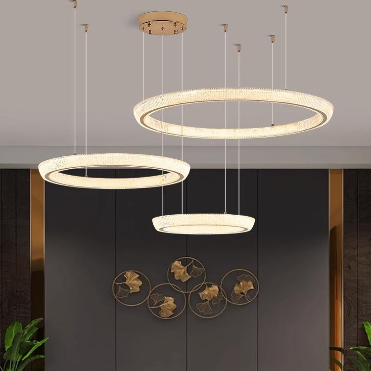 客厅吊灯圈圈灯轻奢简约现代法式北欧卧室餐厅水晶广东中山灯具
