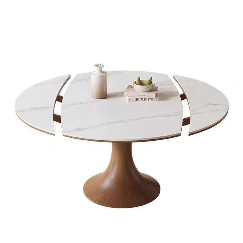 实木岩板餐桌椅复古风家用现代简约长方圆形餐桌伸缩小户型吃饭桌