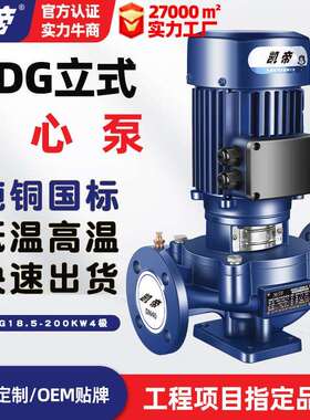 凯迪KDG立式管道泵4极IRG250-235-22大流量离心泵增压泳池泵高温