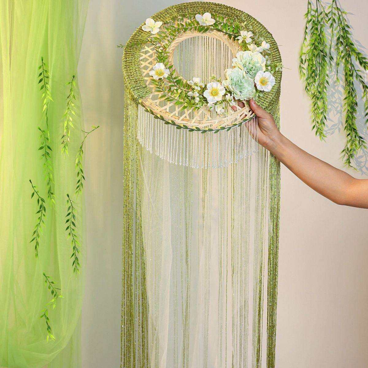 汉服流苏纱帽杨柳超长斗笠防晒花朵超仙子拍照道具帷帽古风斗笠