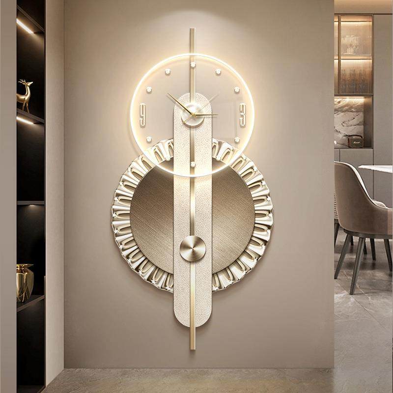 现代轻奢玄关装饰画2024新款高端抽象几何挂画带钟表走廊过道壁画