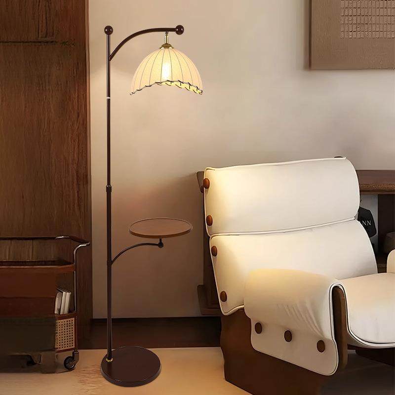 中古风客厅落地灯创意沙发氛围感床头灯置物茶几卧室复古立式台灯
