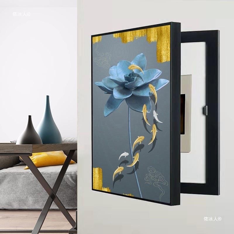 轻奢电表箱画装饰画竖款免打孔大尺寸遮挡配电箱画电闸箱竖版挂画