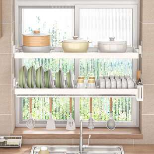 免打孔厨房窗台置物架碗架沥水架放碗碟锅架窗户收纳不锈钢壁挂式