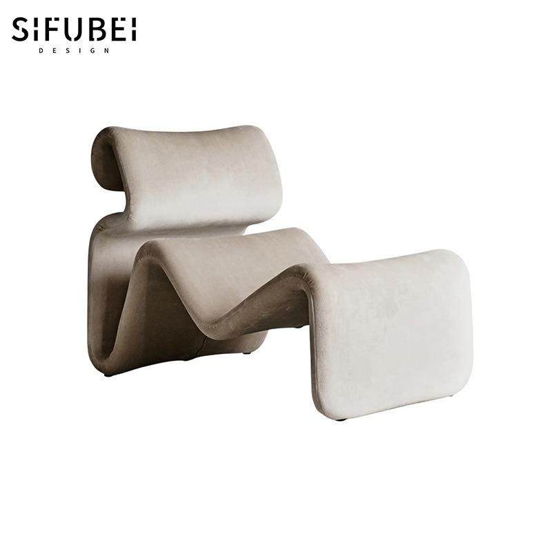 复古设计师家具定型棉抽象异形线条S形椅现代简约客厅懒人沙发椅