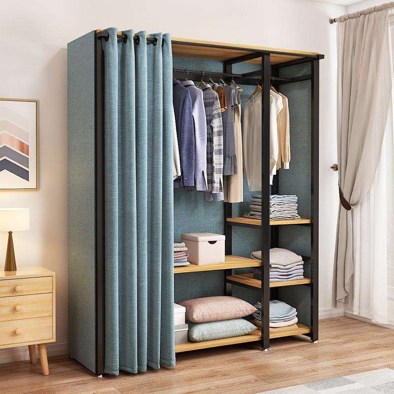 简易衣柜组装布帘门家用衣架卧室收纳柜组装出租房用小户型衣帽间
