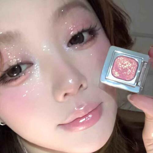 蜜桃钻闪人鱼姬高光碎钻粉眼影修容提亮细闪偏光珠光一体单色眼影
