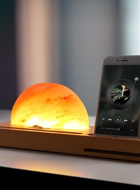 日出东方喜马拉雅水晶矿盐灯卧室桌面复古轻奢天然矿物氛围灯摆件