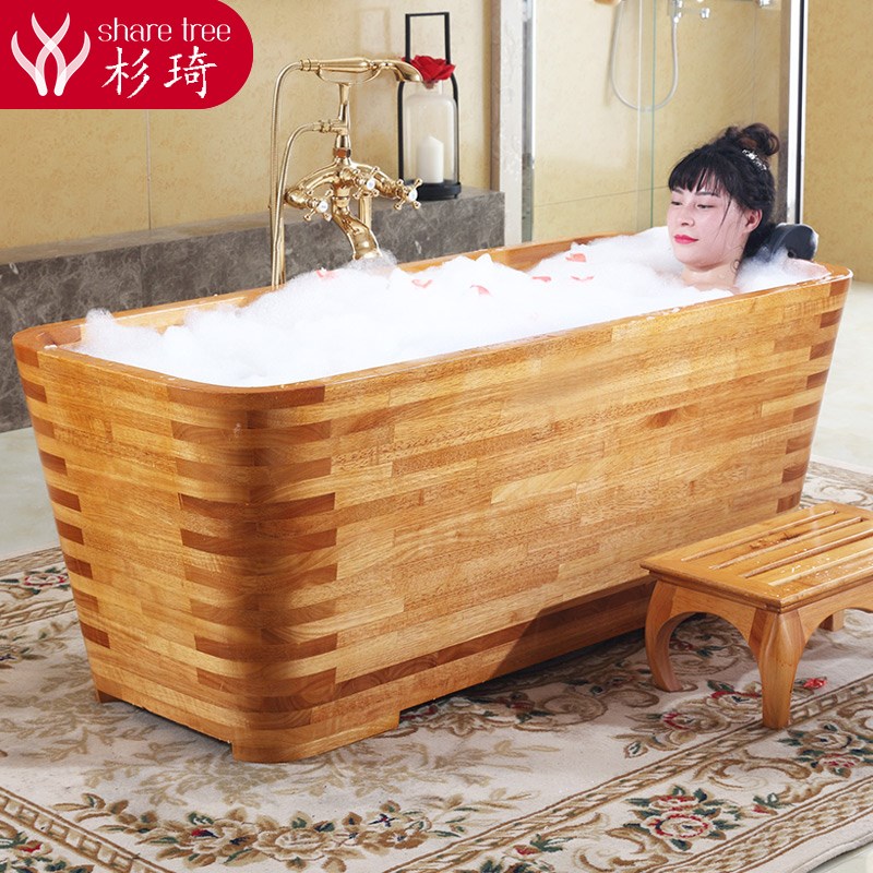 杉琦浴缸沐浴桶浴盆全身洗澡木桶成人家用木桶泡澡桶齿接加厚橡木