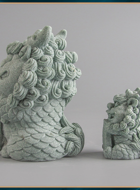 青砂石麒麟石敢当茶宠新中式居家桌面装饰摆件办公室创意国潮精品