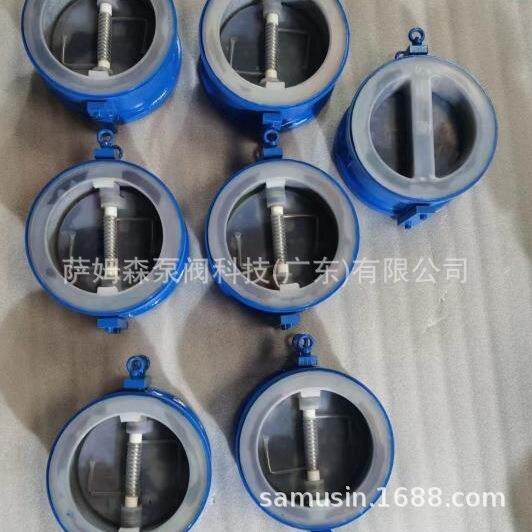 77F46-良工 标6Q衬氟1蝶式对夹式双瓣回止阀 球墨耐酸碱止回逆止H