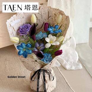 手撕叶脉纸 复古风鲜花花束高端质感手工鲜花包花纸diy花艺资材