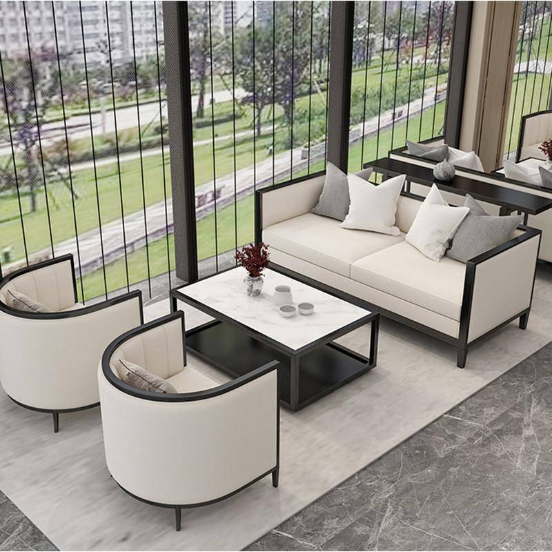 新中式实木售楼处部洽谈沙发桌椅组合酒店大堂商务接待处沙发卡座