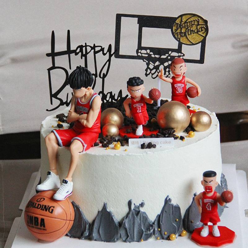 篮球蛋糕装饰品摆件篮球小子迷你球鞋球框男孩生日派对甜品台插件