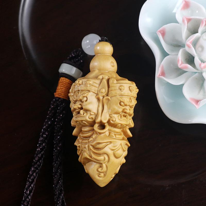 黄杨木雕金刚杵手把件中式木质雕刻随身盘玩降魔杵吊坠汽车挂件