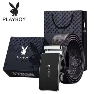 花花公子皮带男士 腰带男 真皮自动扣腰带男中青年商务百搭纯牛皮裤