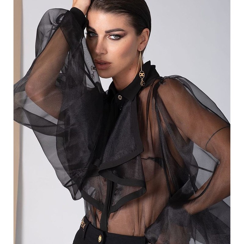 2023 Loose Fitk Shirts Women Sexy See Through Bodysuit Blous