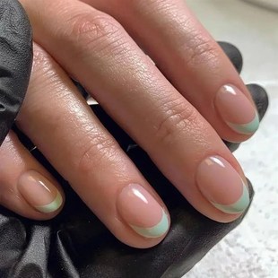 Press nail 24Pcs Almond French Tips nails Shogrt