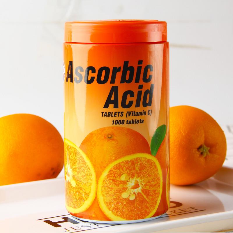 新货泰国进口VC片维生素C咀嚼片香橙味儿童维他命糖果1000粒