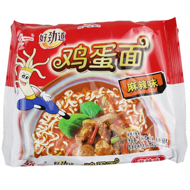 统一好劲道泡面 面麻辣鸡蛋面 面捏碎面干吃面 面 整箱62g*27袋装
