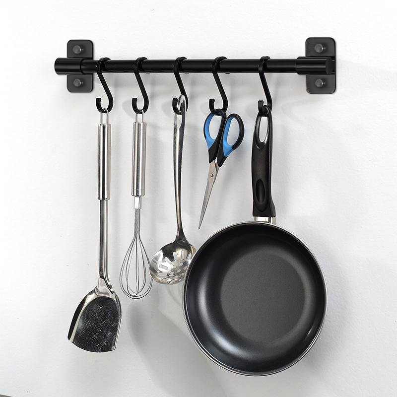 家用厨房挂杆挂钩免打孔壁挂墙壁强力粘胶衣架强力承重浴室门后S